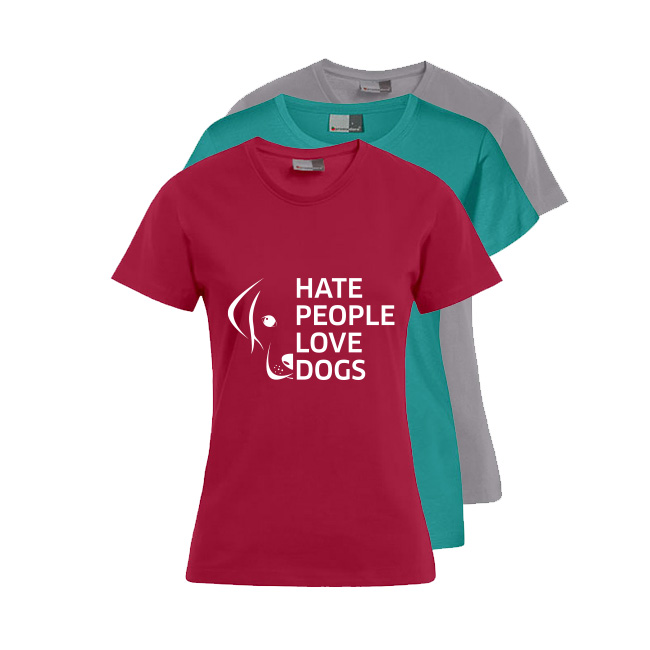 SPORTHUND Fun T-Shirt Hate People Damen Cherry