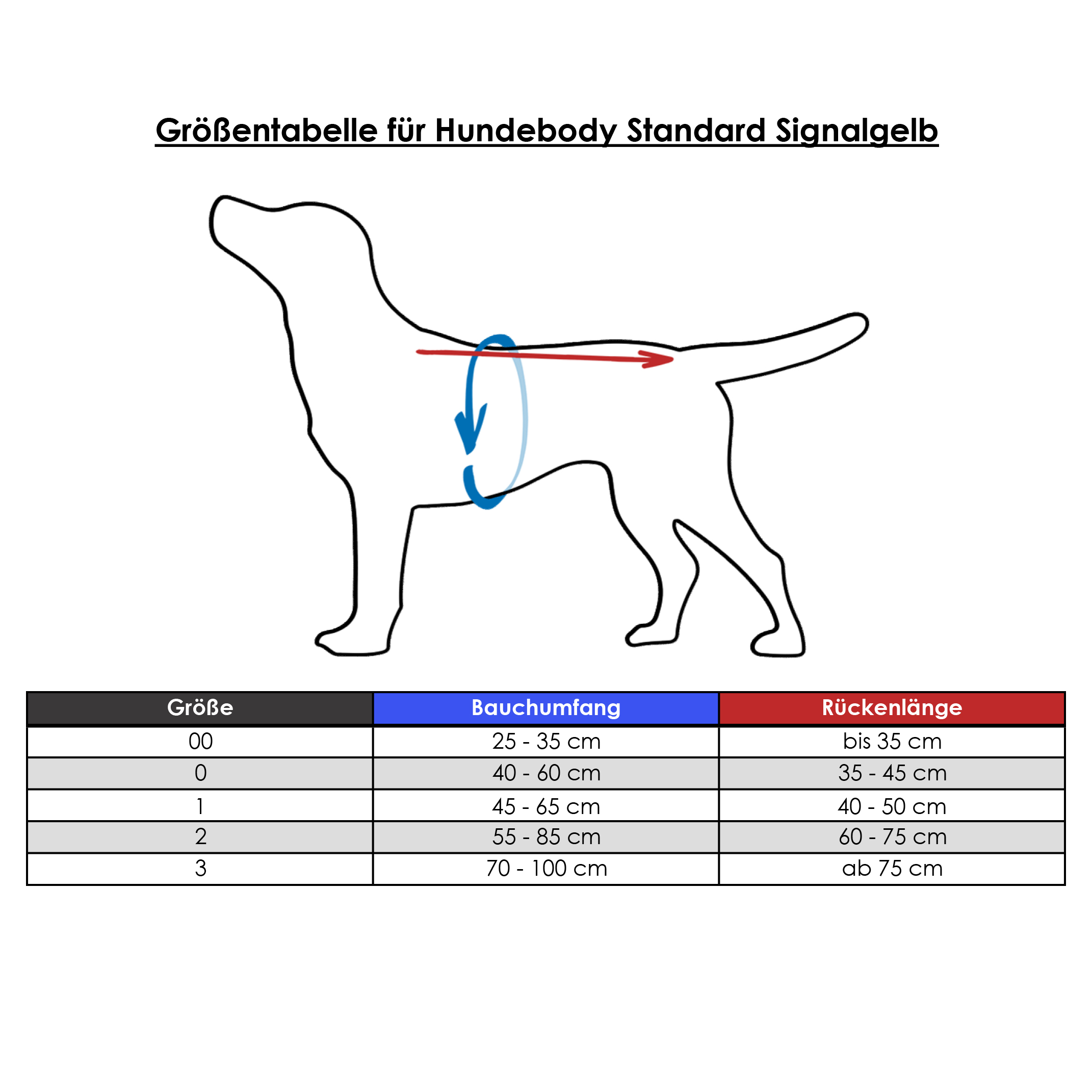 Hundebody Standard Signalgelb, Gr. 0